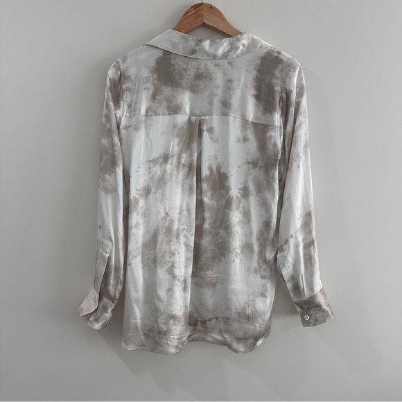 Rails Nissa satin popover blouse in Ivory storm V neck white grey XS satin - Picture 7 of 9